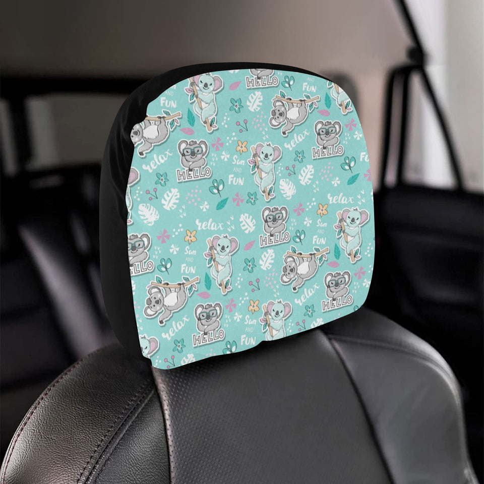 Cute koalas blue background pattern Car Headrest Cover