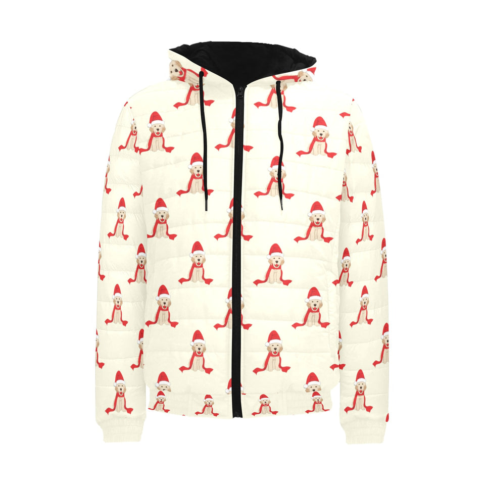 Golden Retriever Pattern Print Design 01 Men's Padded Hooded Jacket