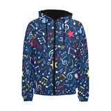 Music Notes Pattern Print Design 03 Men's Padded Hooded Jacket