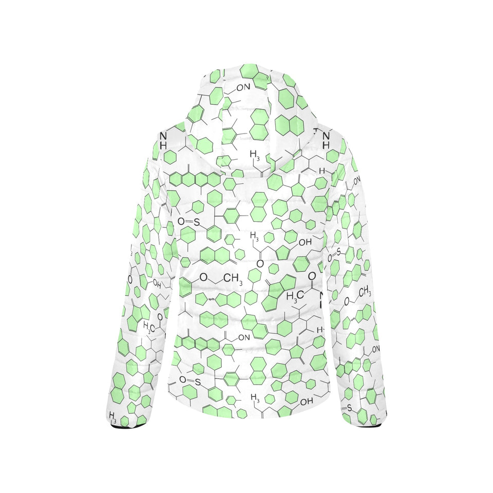 Chemistry Periodic Table Pattern Print Design 03 Women's Padded Hooded Jacket
