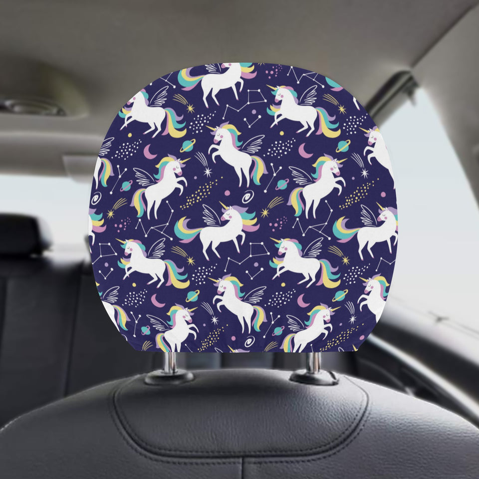 Hand drawn cute unicorn star planet Car Headrest Cover