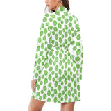 Hop pattern background Women's Long Sleeve Belted Night Robe