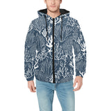 Coral Reef Pattern Print Design 05 Men's Padded Hooded Jacket