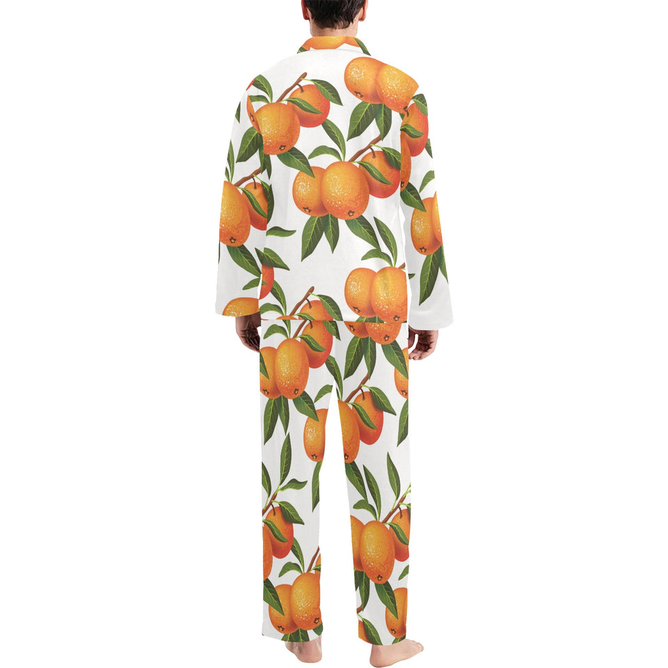 Oranges pattern background Men's Long Pajama Set