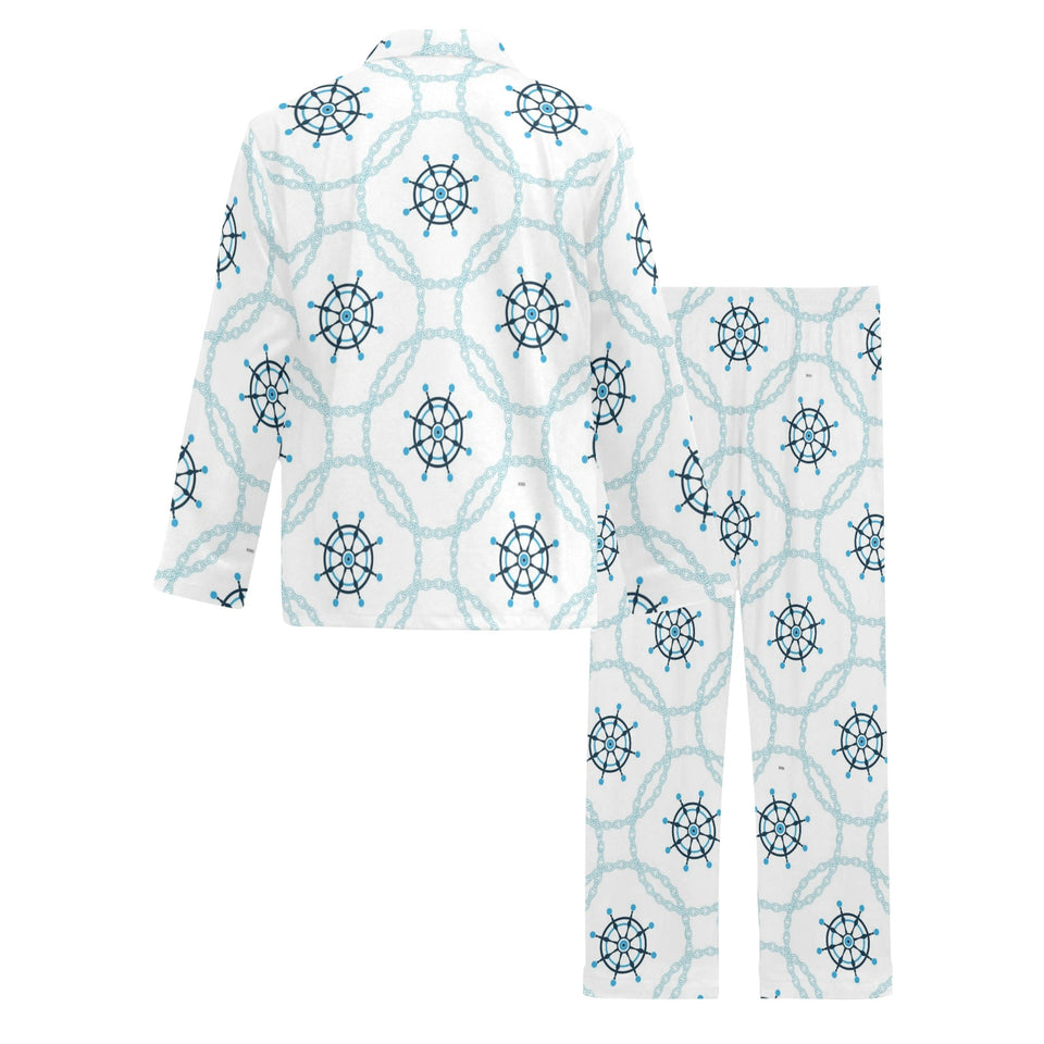 nautical steering wheel chain Men's Long Pajama Set