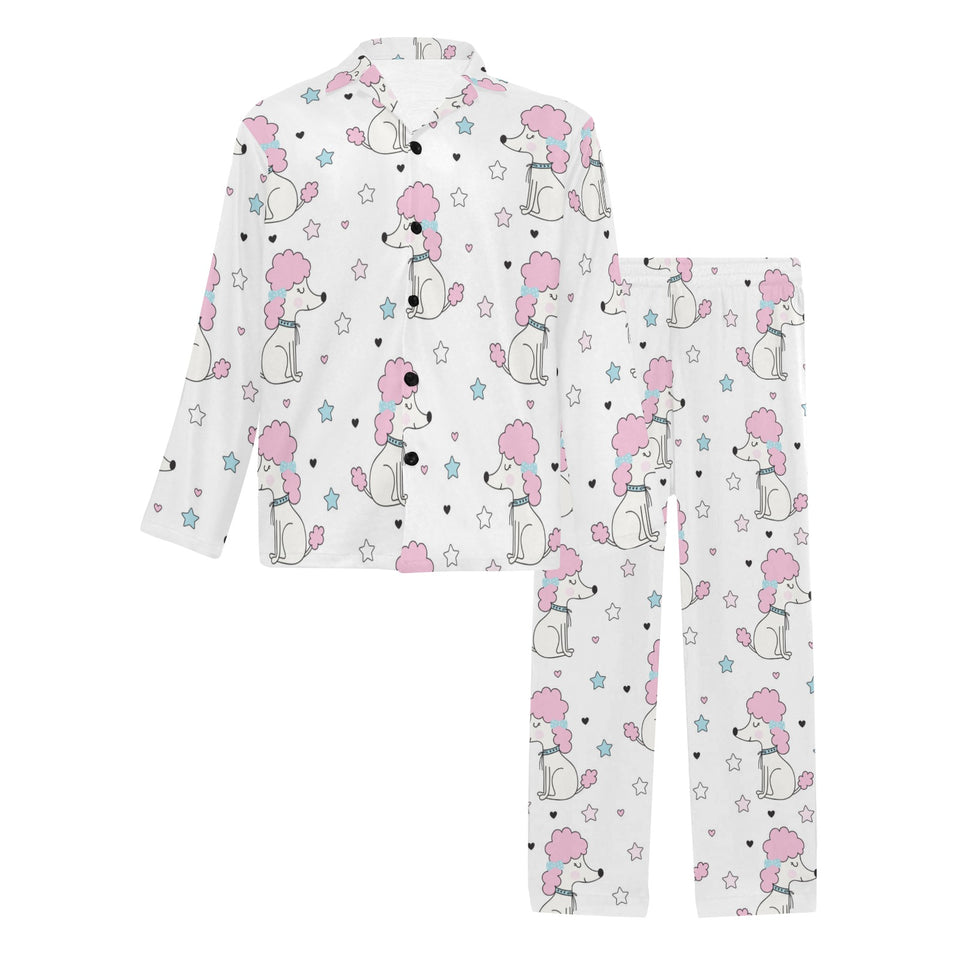 Cute poodle dog star pattern Men's Long Pajama Set
