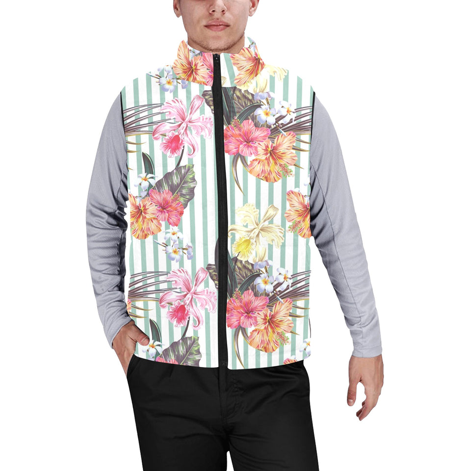 Colorful orchid flower pattern Men's Padded Vest