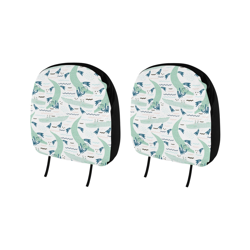 Crocodile diver pattern Car Headrest Cover