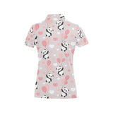 Cute panda ballon heart pattern Women's All Over Print Polo Shirt