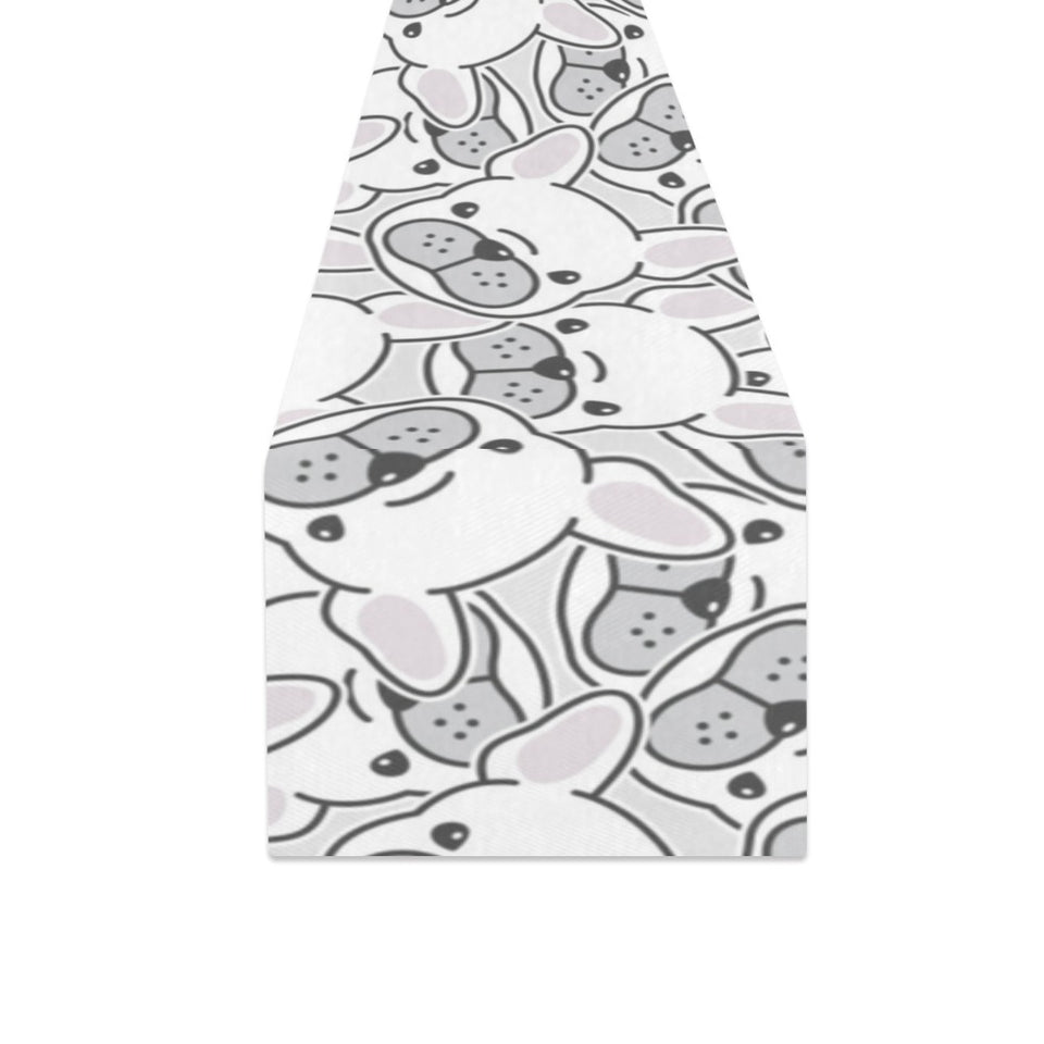 Cute french bulldog head pattern Table Runner