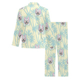 French bulldog hawaii blackground Men's Long Pajama Set