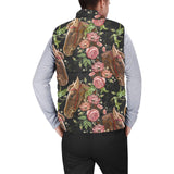 Horse head wild roses pattern Men's Padded Vest