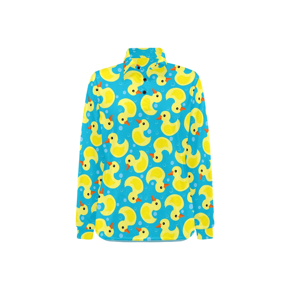 Duck Pattern Print Design 04 Women's Long Sleeve Polo Shirt