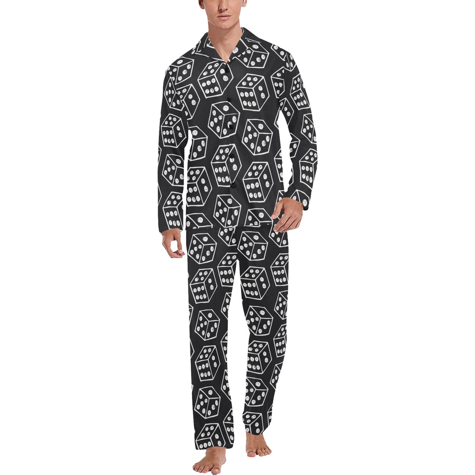 Dice Pattern Print Design 01 Men's Long Pajama Set