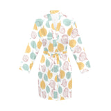 colorful onions white background Women's Long Sleeve Belted Night Robe