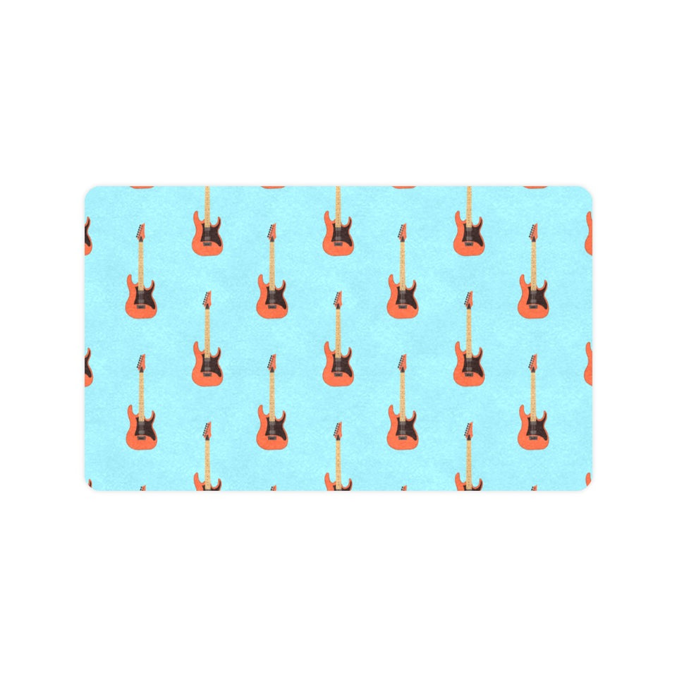 electric guitar pattern light blue background Doormat