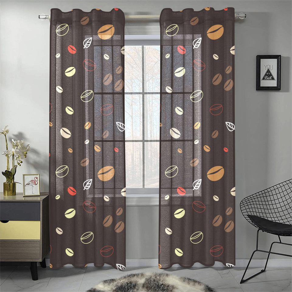 Coffee bean leave pattern Gauze Curtain
