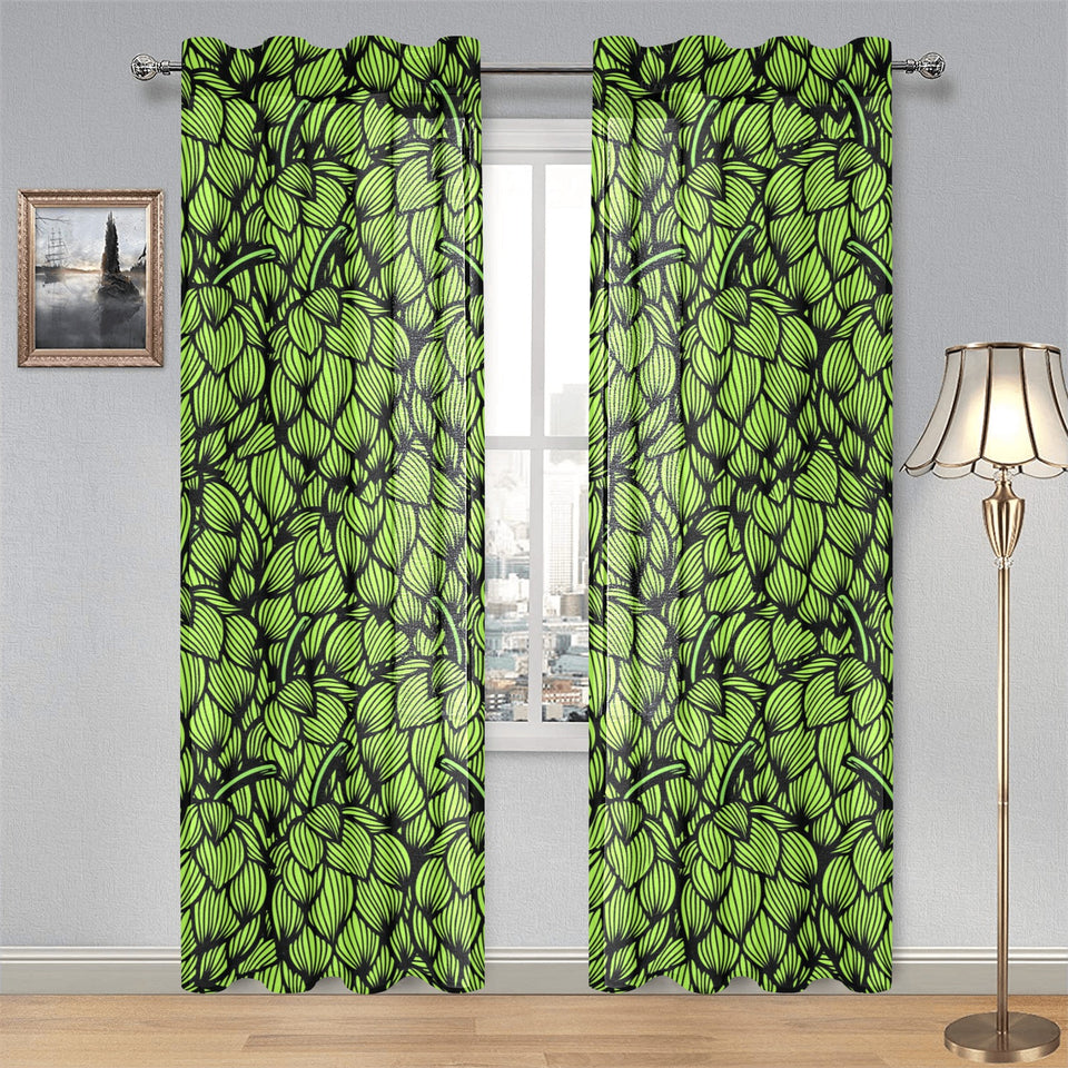 Green hop pattern Gauze Curtain