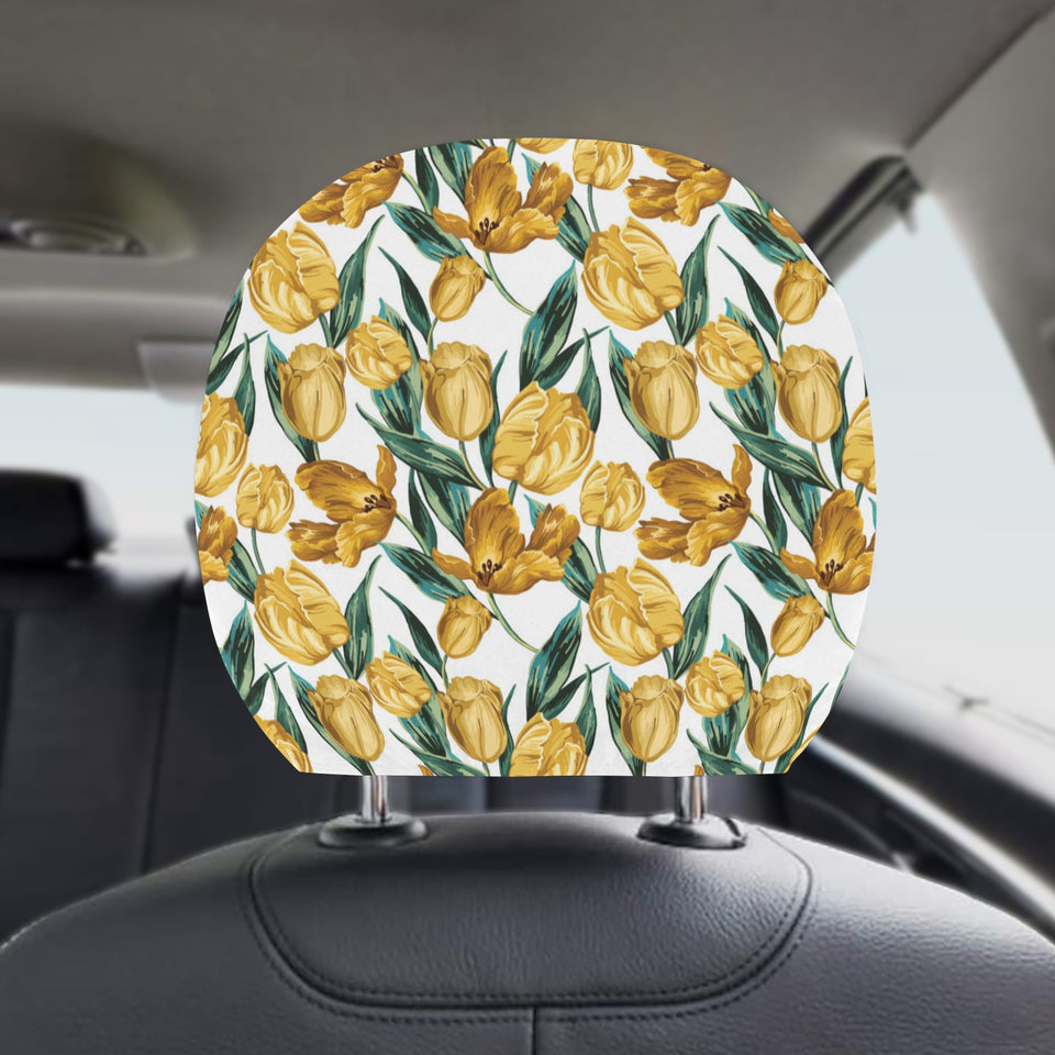 yellow tulips pattern Car Headrest Cover