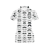 Mustache Beard Pattern Print Design 04 Women's All Over Print Polo Shirt