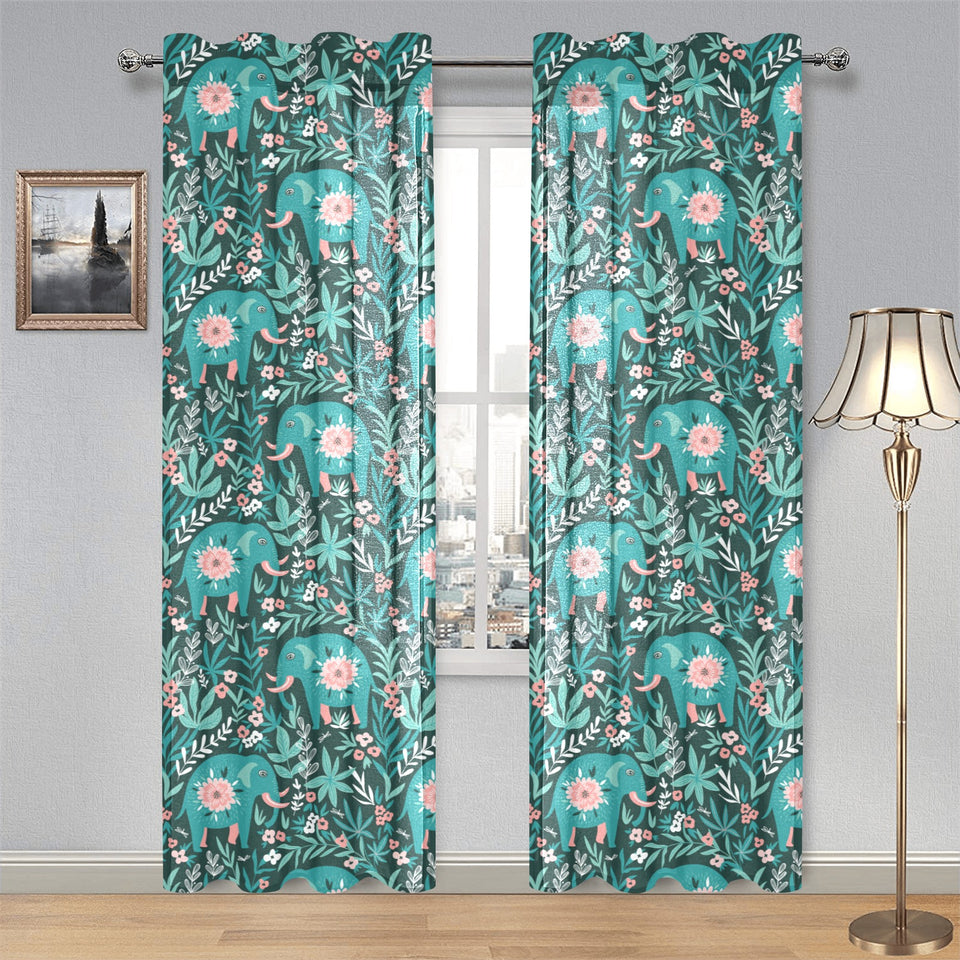 Elephants jungle pattern Gauze Curtain