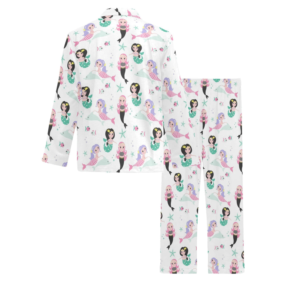 cute mermaid dolphin fish starfish pattern Men's Long Pajama Set