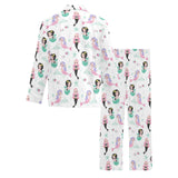 cute mermaid dolphin fish starfish pattern Men's Long Pajama Set