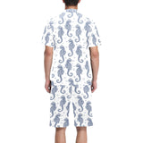 Seahorse pattern background Men's V-Neck Short Pajama Set