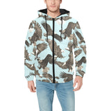 Eagle Pattern Print Design 01 Men's Padded Hooded Jacket