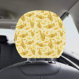 Saxophone cornet pattern yellow background Car Headrest Cover