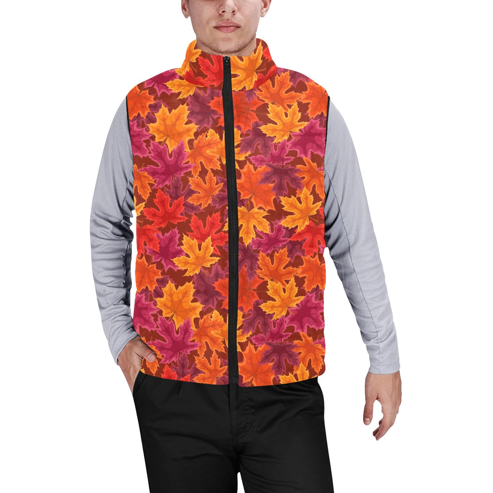 Autumn maple leaf pattern Men's Padded Vest