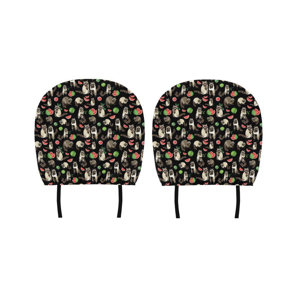 Raccoon watermelon pattern Car Headrest Cover