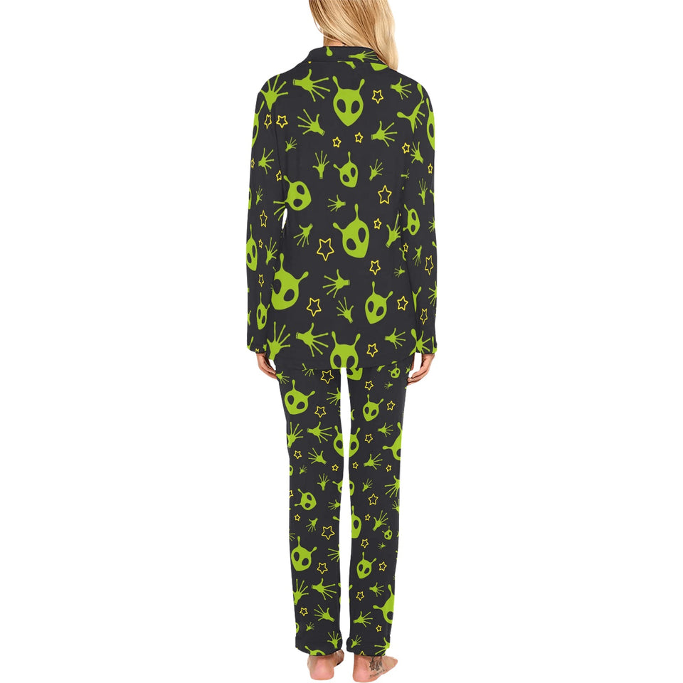 Alien Pattern Print Design 02 Women's Long Pajama Set