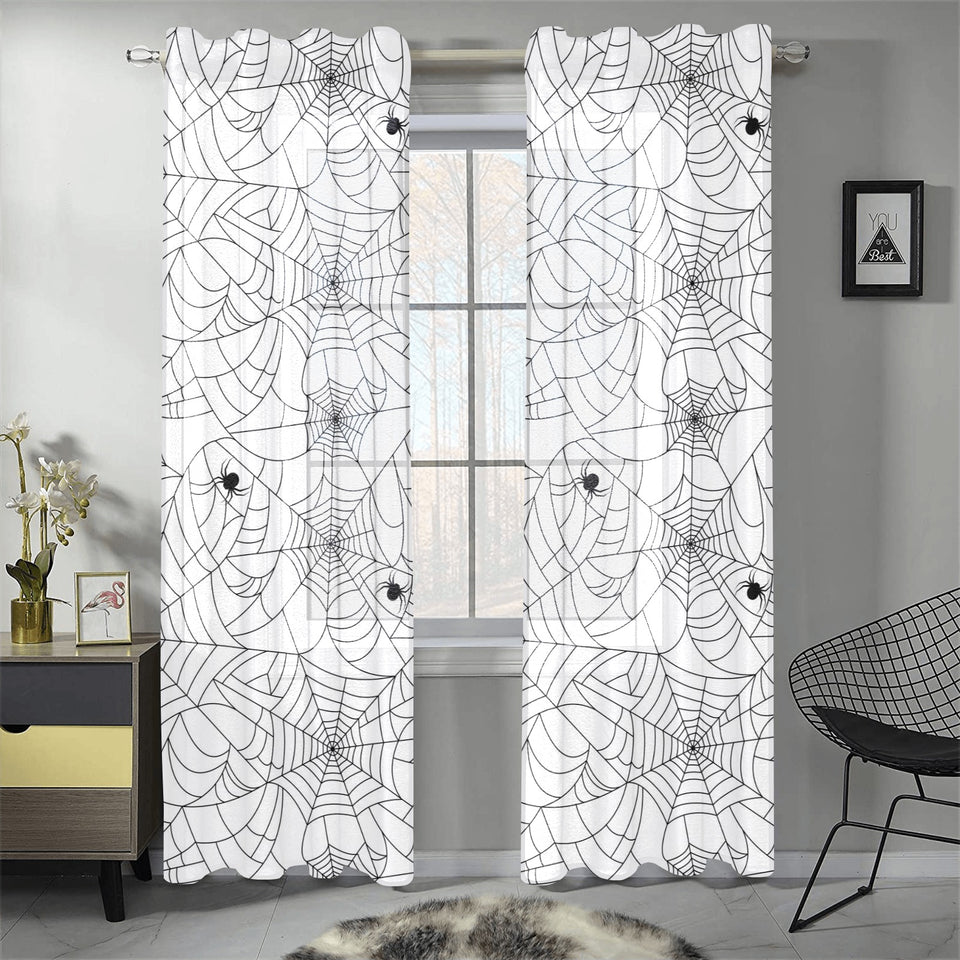 Spider web cobweb pattern white background Gauze Curtain