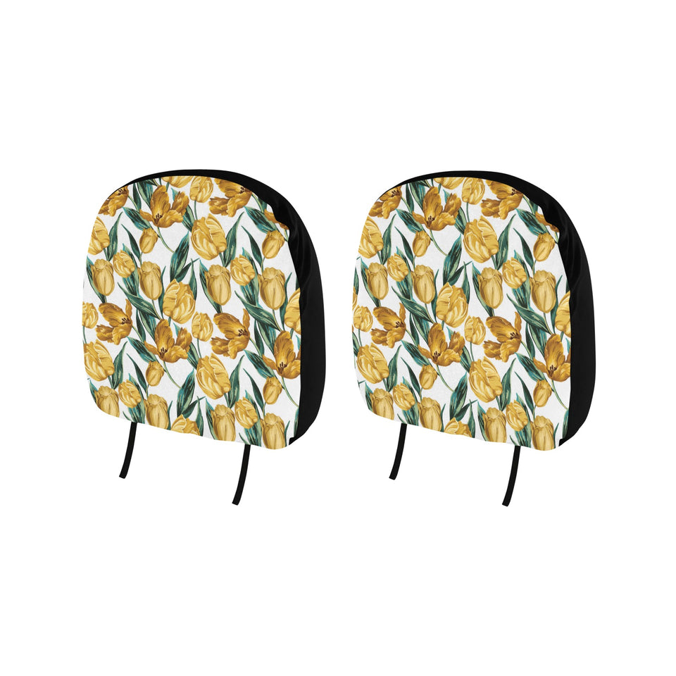 yellow tulips pattern Car Headrest Cover
