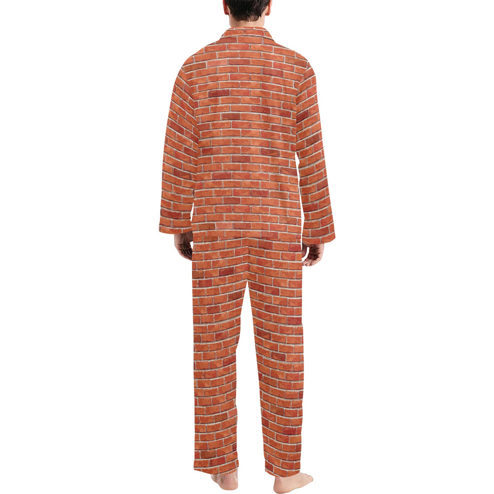 Brick Printed Pattern Print Design 03 Men's Long Pajama Set