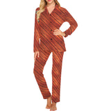 Wood Printed Pattern Print Design 03 Women's Long Pajama Set
