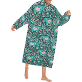 Elephants jungle pattern Blanket Robe with Sleeves