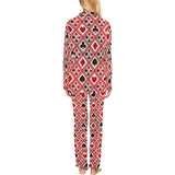 Casino Cards Suits Pattern Print Design 03 Women's Long Pajama Set