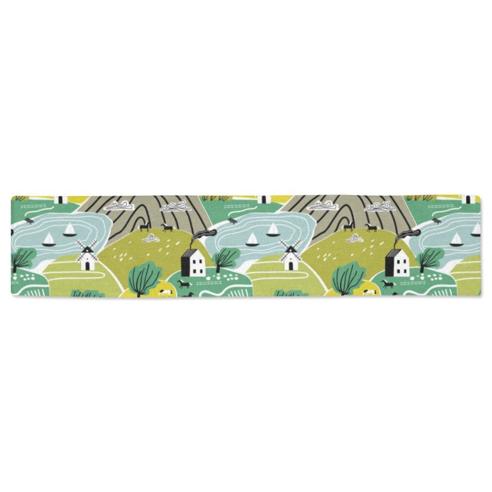 Hand drawn windmill pattern Table Runner