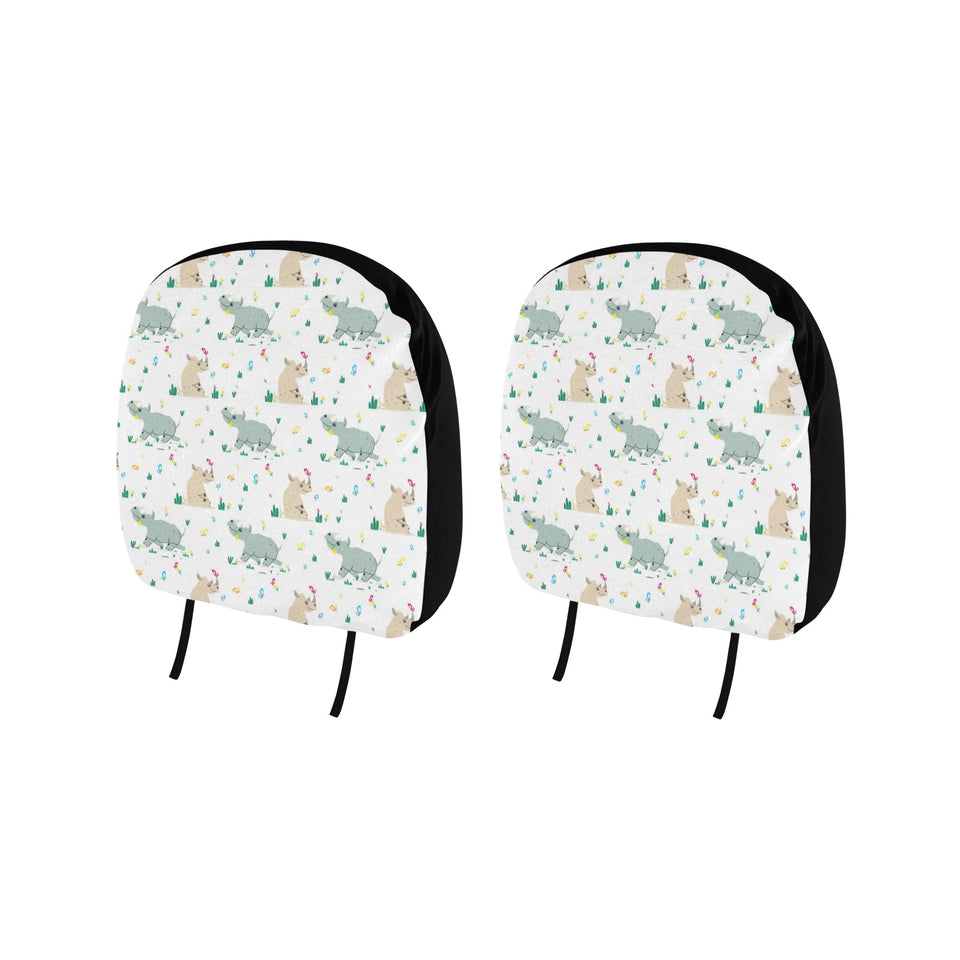 Cute Rhino pattern Car Headrest Cover