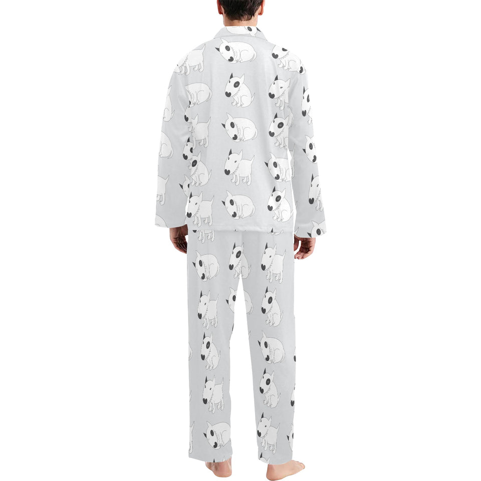Bull Terrier Pattern Print Design 01 Men's Long Pajama Set