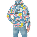 Colorful mushroom design pattern Men's Padded Hooded Jacket