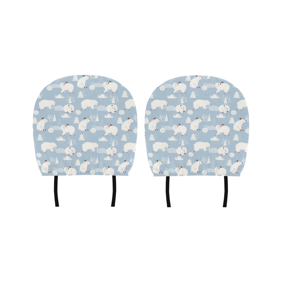 Cute polar bears Christmas decoration pattern Car Headrest Cover