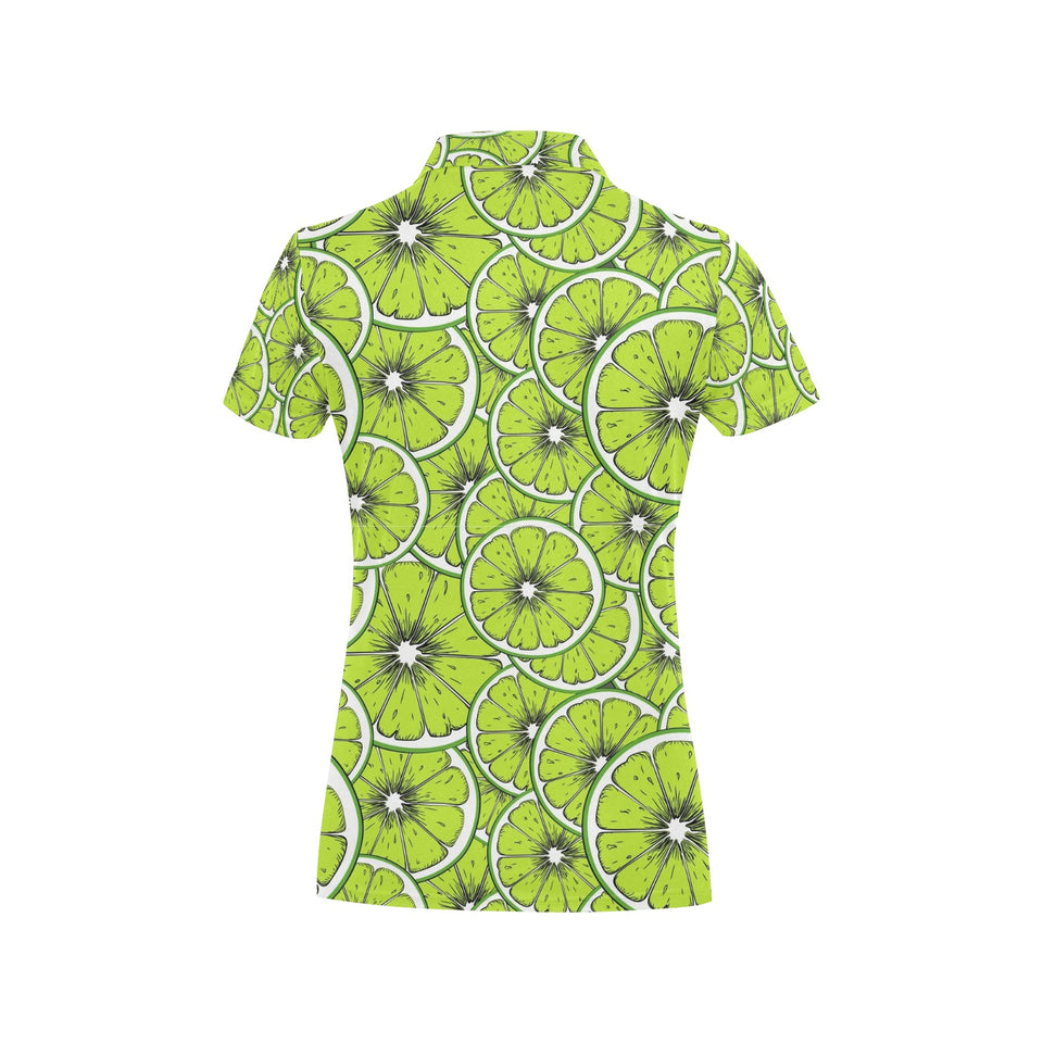 Slices of Lime design pattern Women's All Over Print Polo Shirt