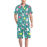 Snowman bird decorative elements christmas pattern Men's V-Neck Short Pajama Set