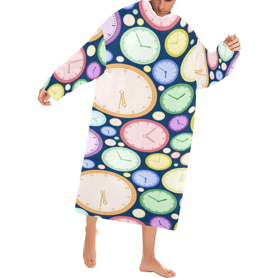 Colorful clock background Blanket Robe with Sleeves