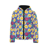 Passion fruit blue background Kids' Boys' Girls' Padded Hooded Jacket