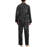 Spider web pattern Black background white cobweb Men's Long Pajama Set