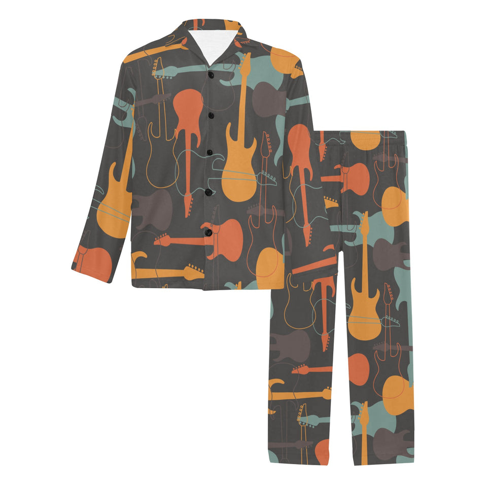 electric guitars pattern Men's Long Pajama Set